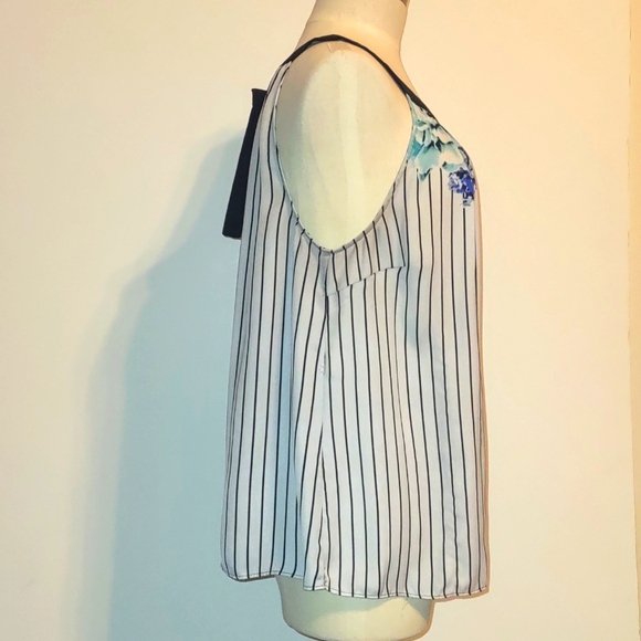 Worthington Halter Sleeveless Floral Stripes Size XL Keyhole Bow in back - Picture 6 of 9